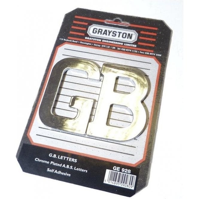 Chromed Plastic "G.B." Badge / Letters (Pair) SELF ADHESIVE BACKING